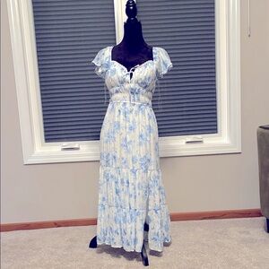 Altar’d State Elegant Blue Floral Floor Length Women's Dress